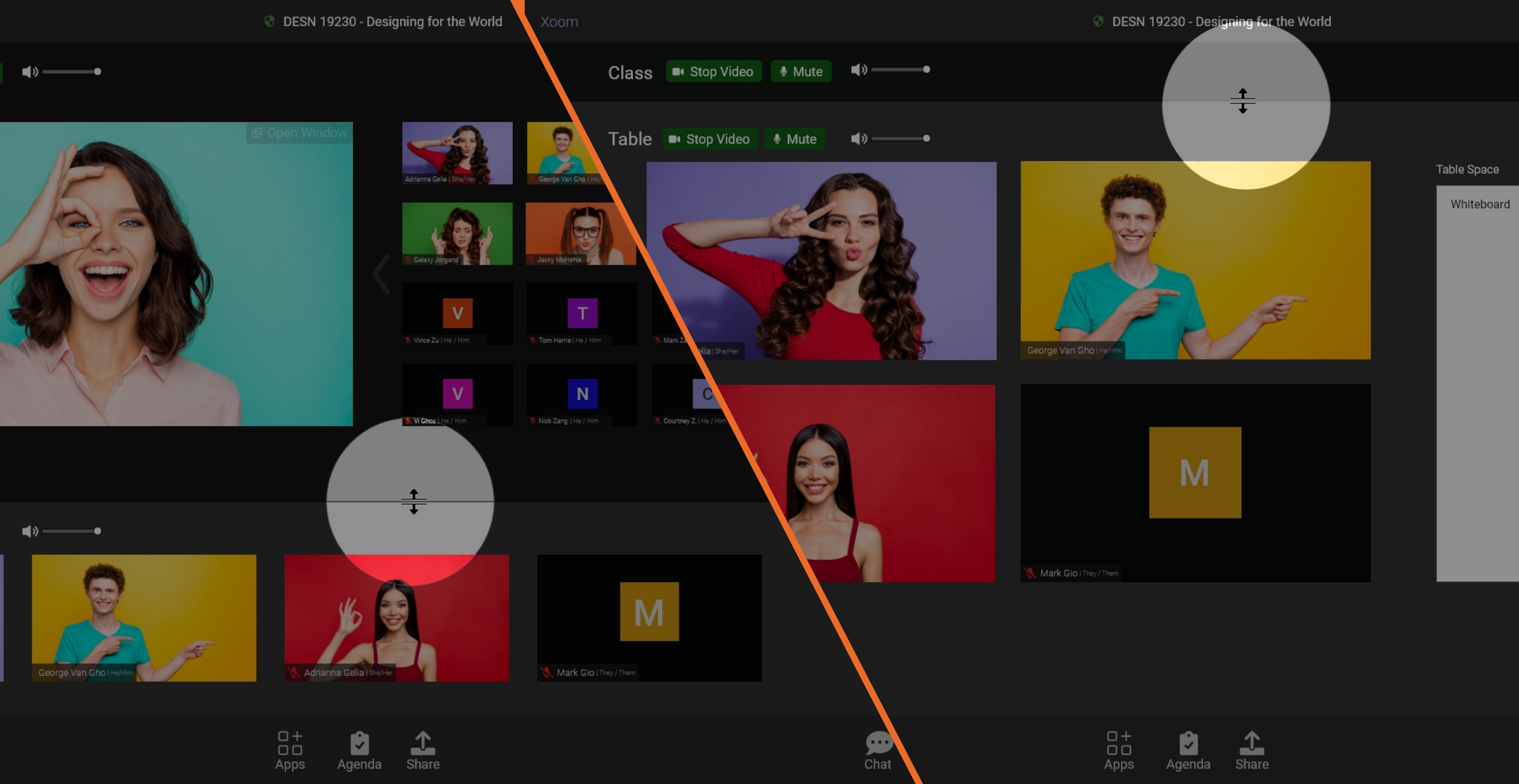 Drag different areas of the application to make changes to the layout