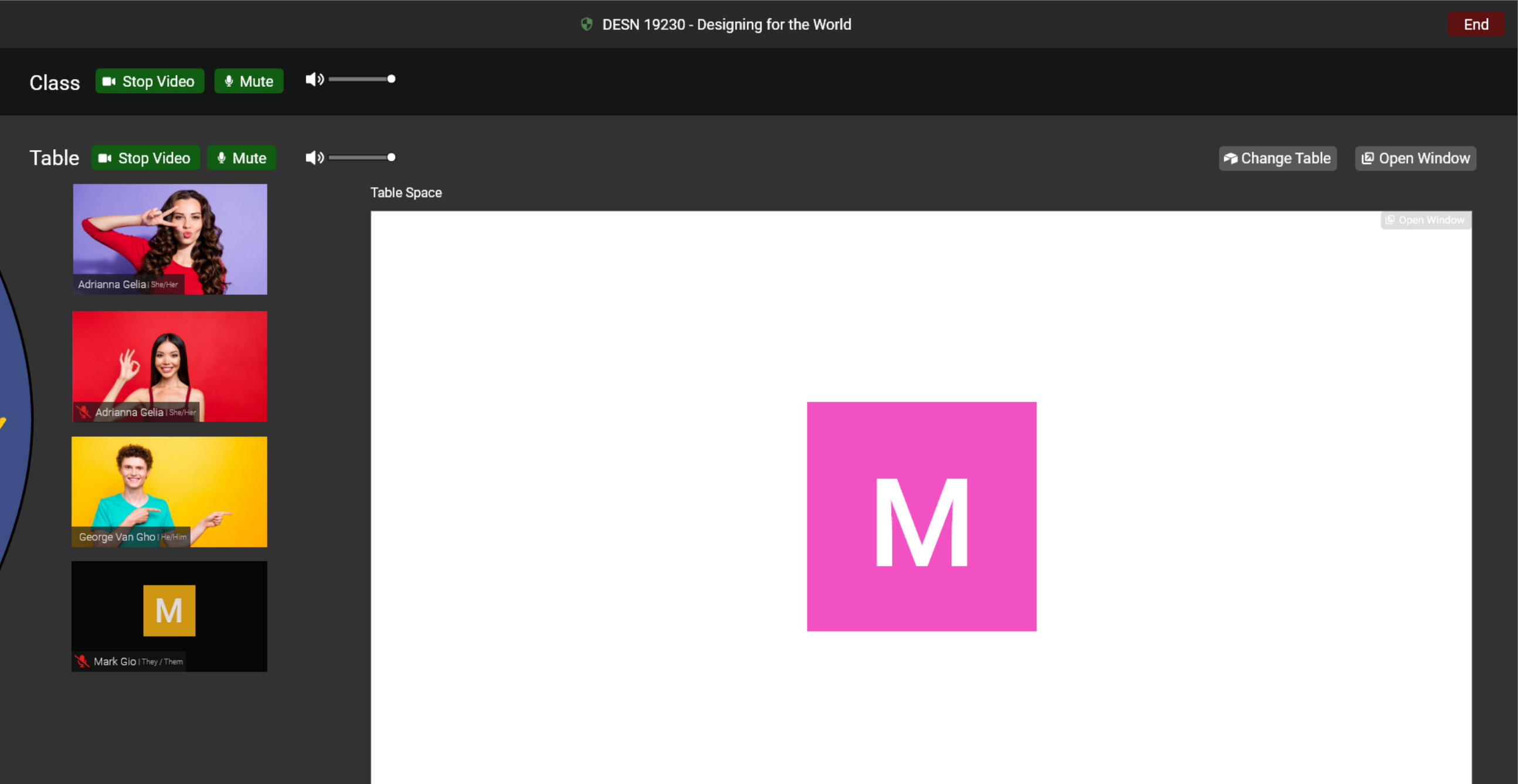 The table provides a dedicated space just for those sitting with you virtually