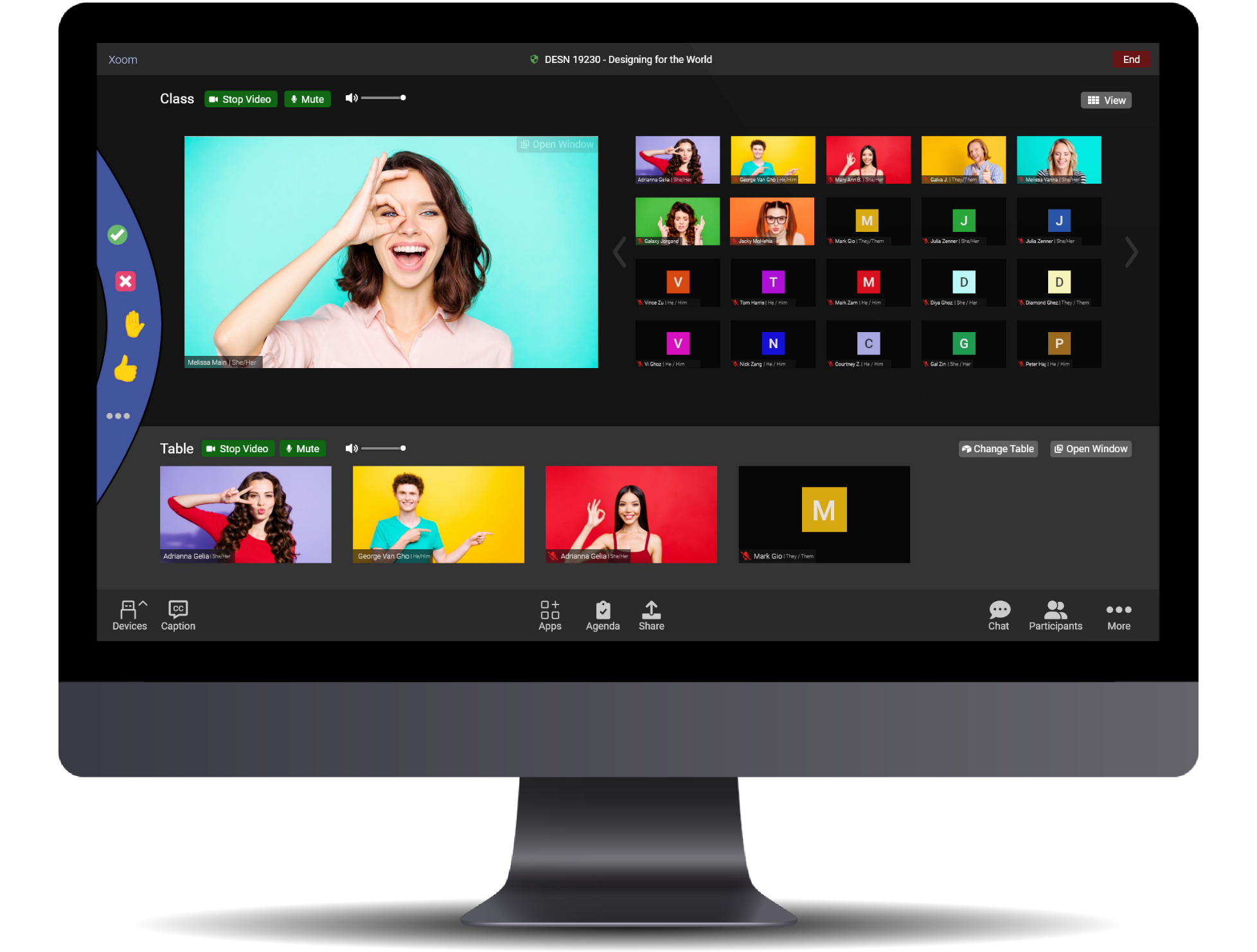 Video conferencing platform for remote education displayed on a desktop monitor
